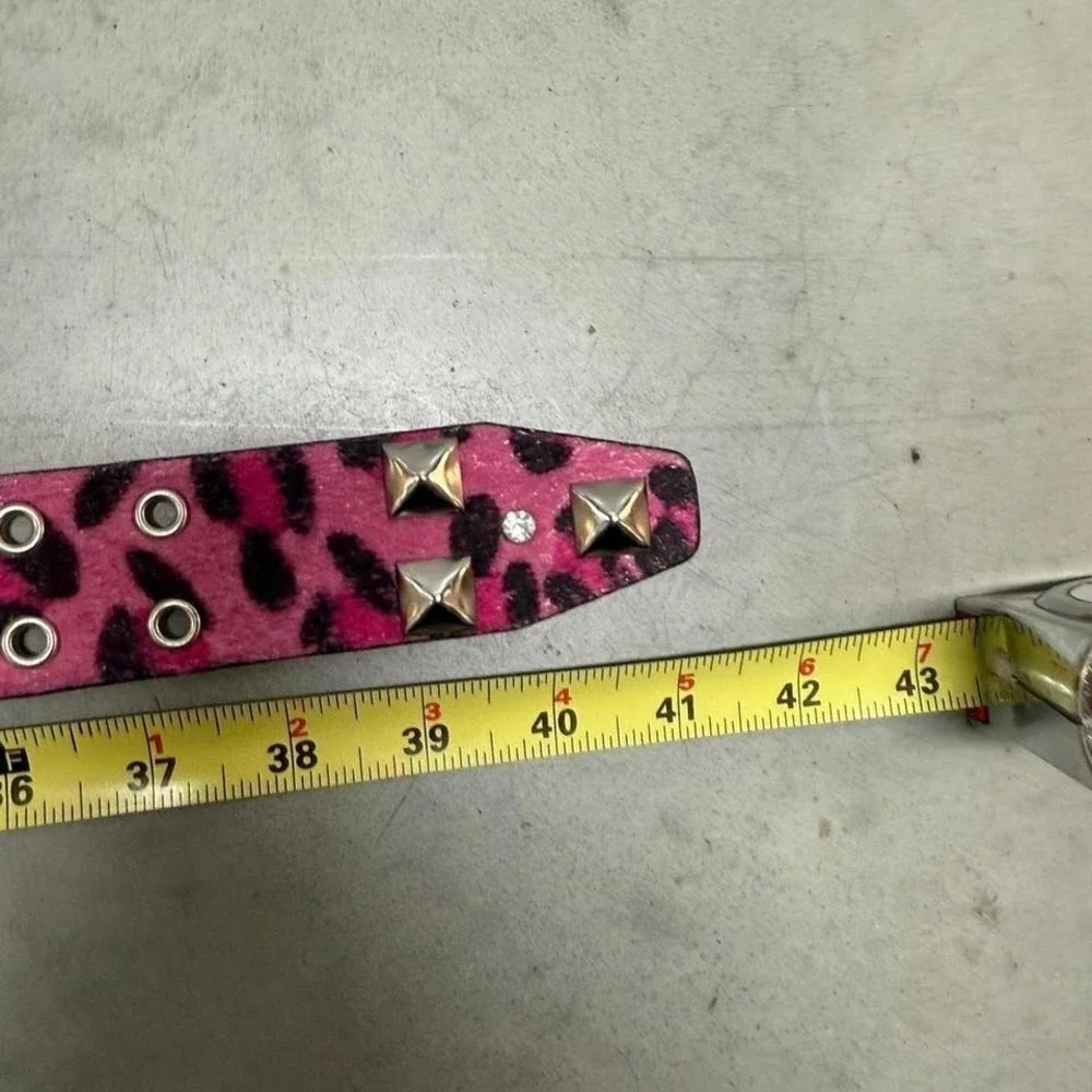Vintage y2k‎ Women's Pink Guess Cheetah Print Studded Leather Belt